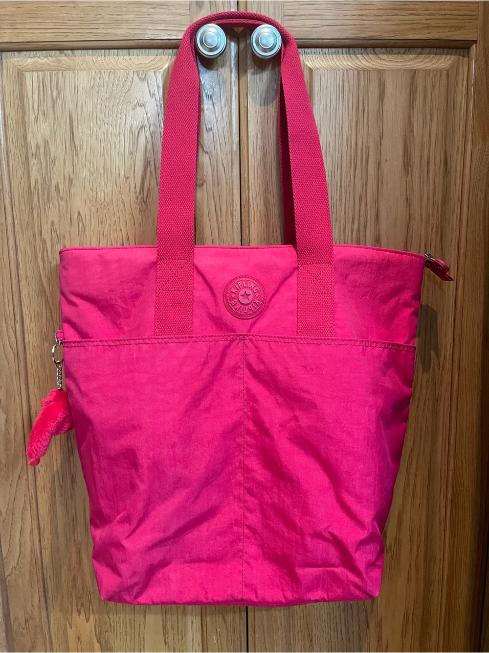 Kipling Hot Pink Nylon Tote with Signature Logo